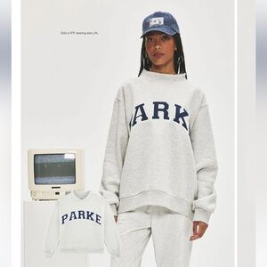 NIB Parke OG Varsity Mockneck Classic Grey + Denim